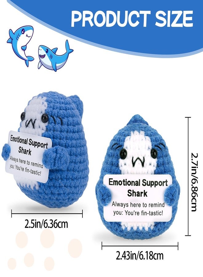 Hoedia Positive Shark Emotional Support Gifts: Crochet Dolls Friend Birthday Gifts for Women Sister Coworkers College Students - Cheer Up Cute Funny Knitted Shark Blue Decorations - Image 2