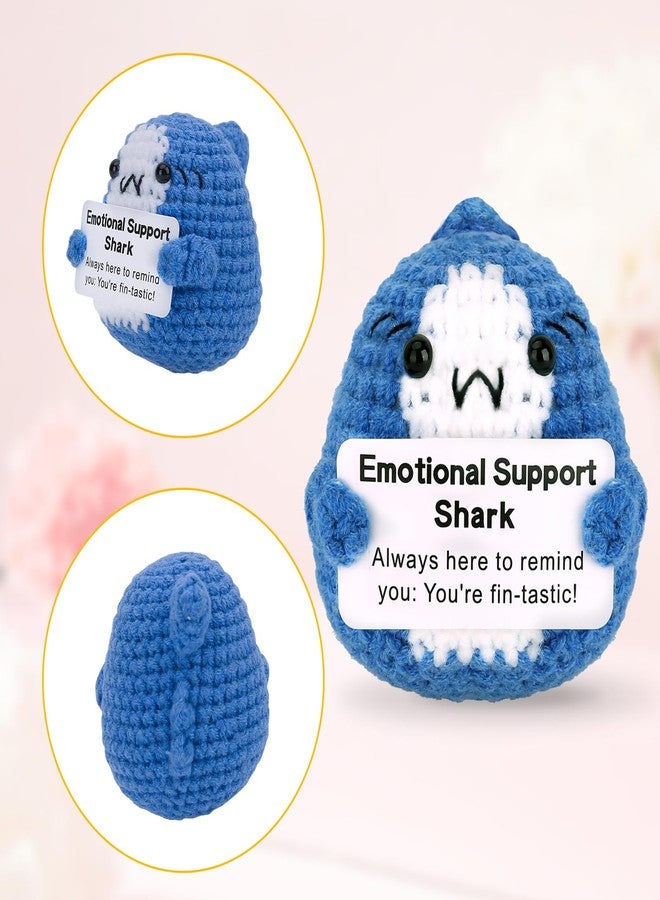 Hoedia Positive Shark Emotional Support Gifts: Crochet Dolls Friend Birthday Gifts for Women Sister Coworkers College Students - Cheer Up Cute Funny Knitted Shark Blue Decorations - Image 4