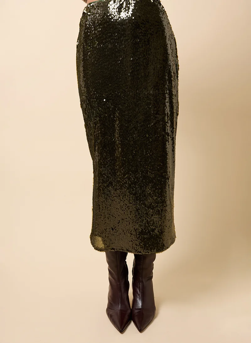 Little Mistress Sequin Detail Maxi Skirt
