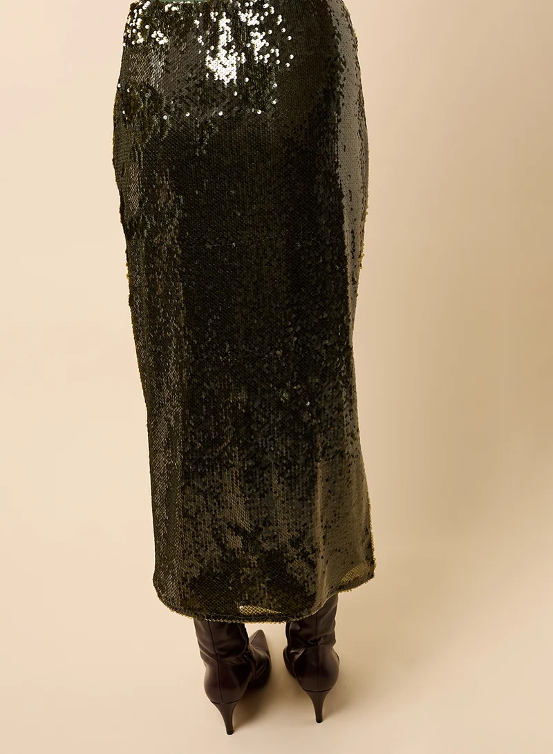 Little Mistress Sequin Detail Maxi Skirt