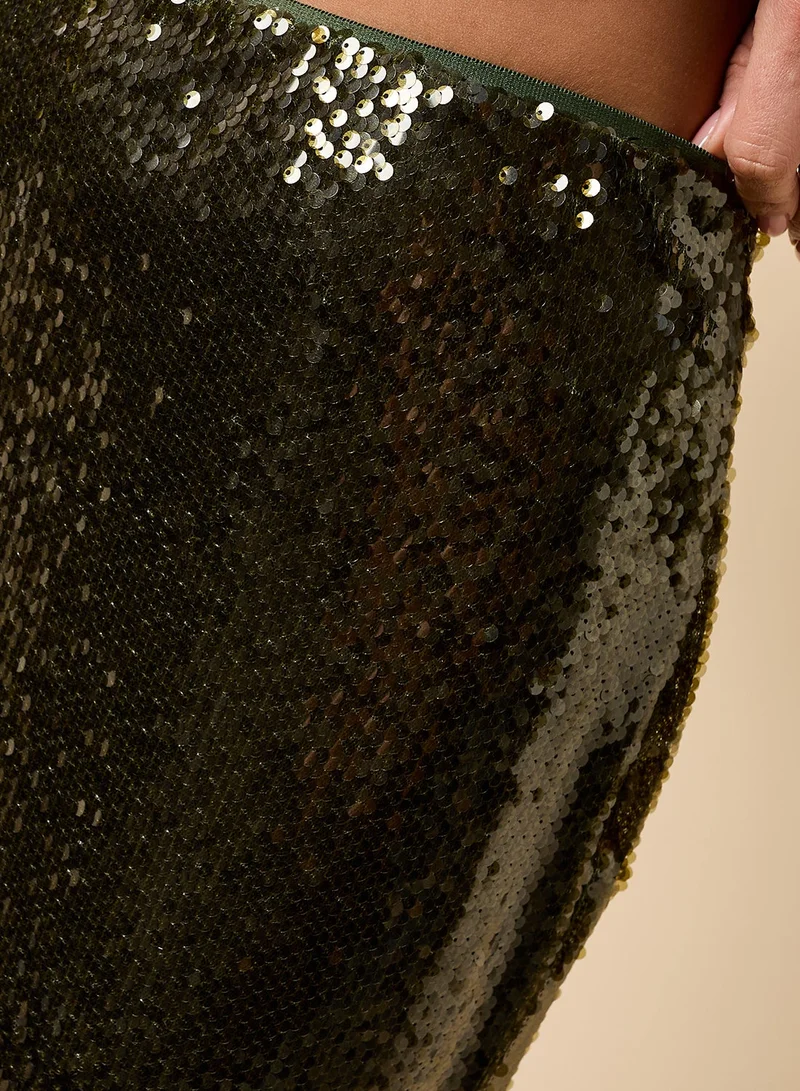 Little Mistress Sequin Detail Maxi Skirt