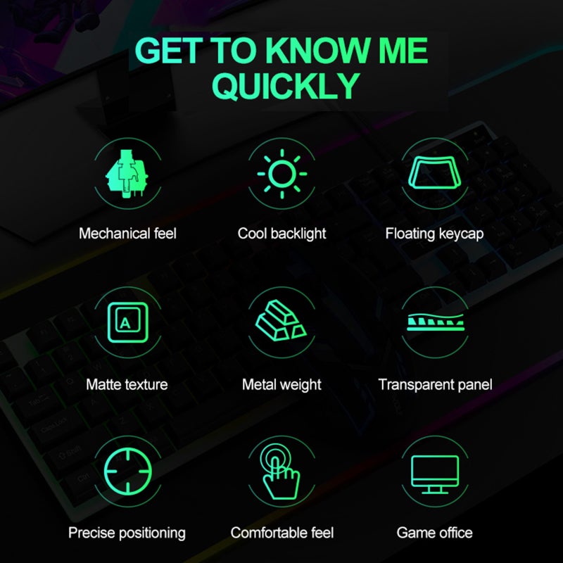 TF230 Wired Gaming Keyboard and Sets Colorful LED Backlit USB Gaming Keyboard for Laptop PC Gamers - Image 3
