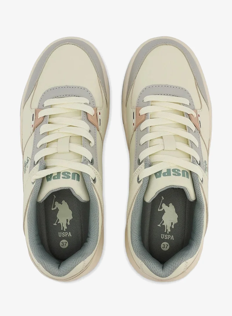 U.S. Polo Assn. beige U.S. Polo Assn. Women’s PHILI GLB 5PR Sneakers – Beige Multi-Tone Casual Lace-Up Shoes | Lightweight Cushioned Everyday Comfort Trainers for Women | Best Price UAE