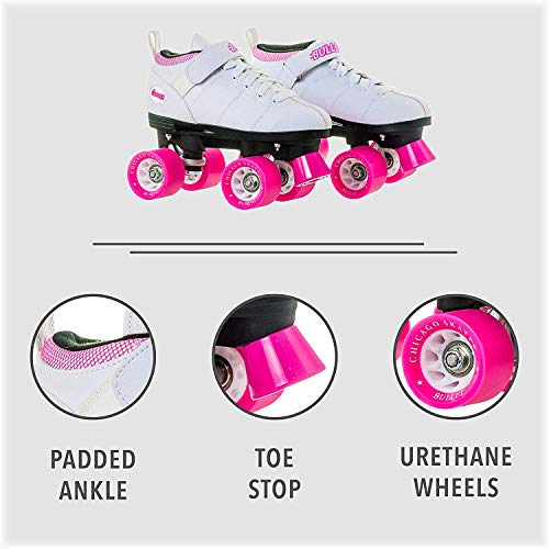 Chicago Skates Bullet Speed Quad Roller Skates – Durable, Top Performance Indoor/Outdoor Youth Skate Shoes for Kids, Boys & Girls Beginner 62mm Urethane Wheels & Low-Cut Ankle Boots for Agility 7-12 - Image 2