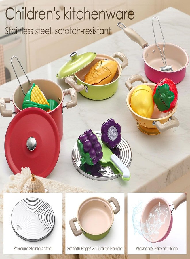 Golray Play Kitchen Accessories, Play Food Sets for Kids Kitchen Playset with Pots and Pans Set, Cooking Utensils, Organizer, Food Toys, Apron & Condiments, Birthday Gifts for Girls Boys Toddlers - Image 3