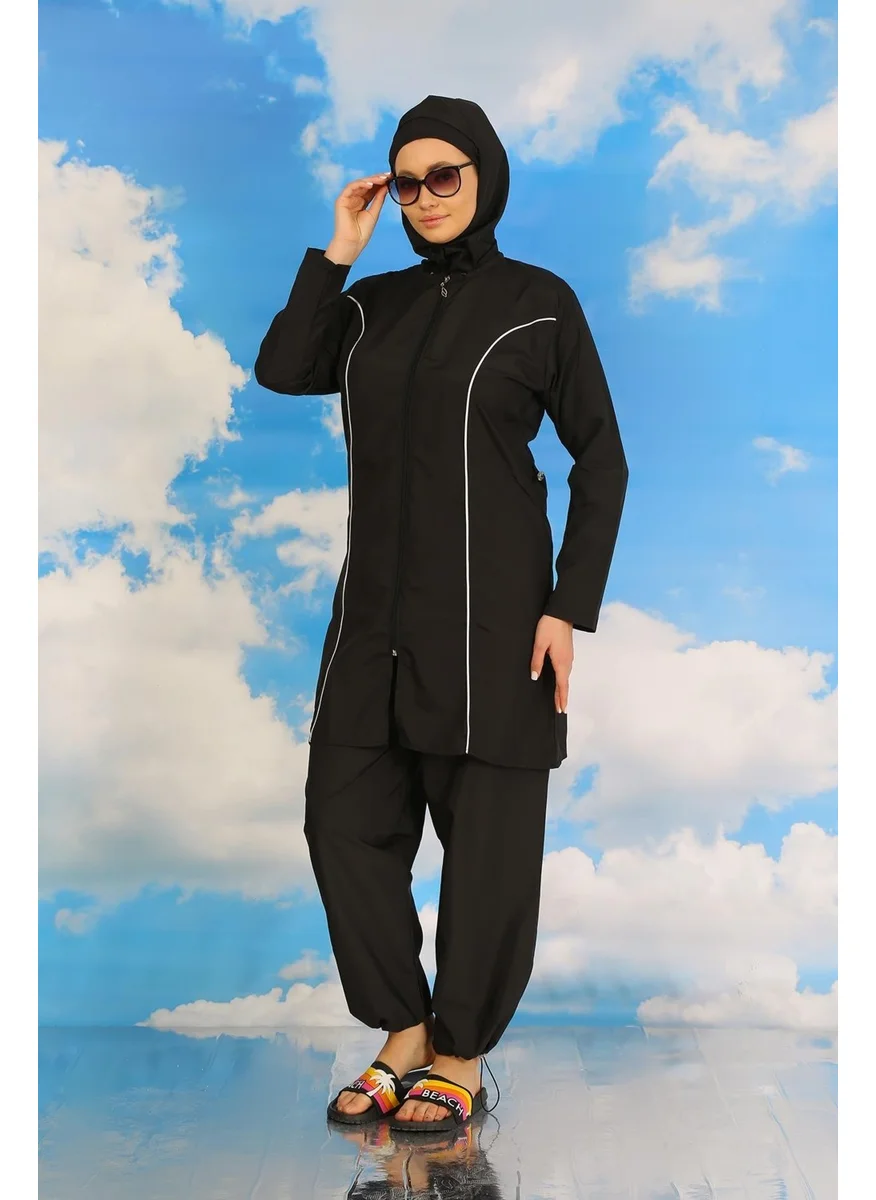 Akbeniz Women's Full Hijab Black Swimsuit 31060