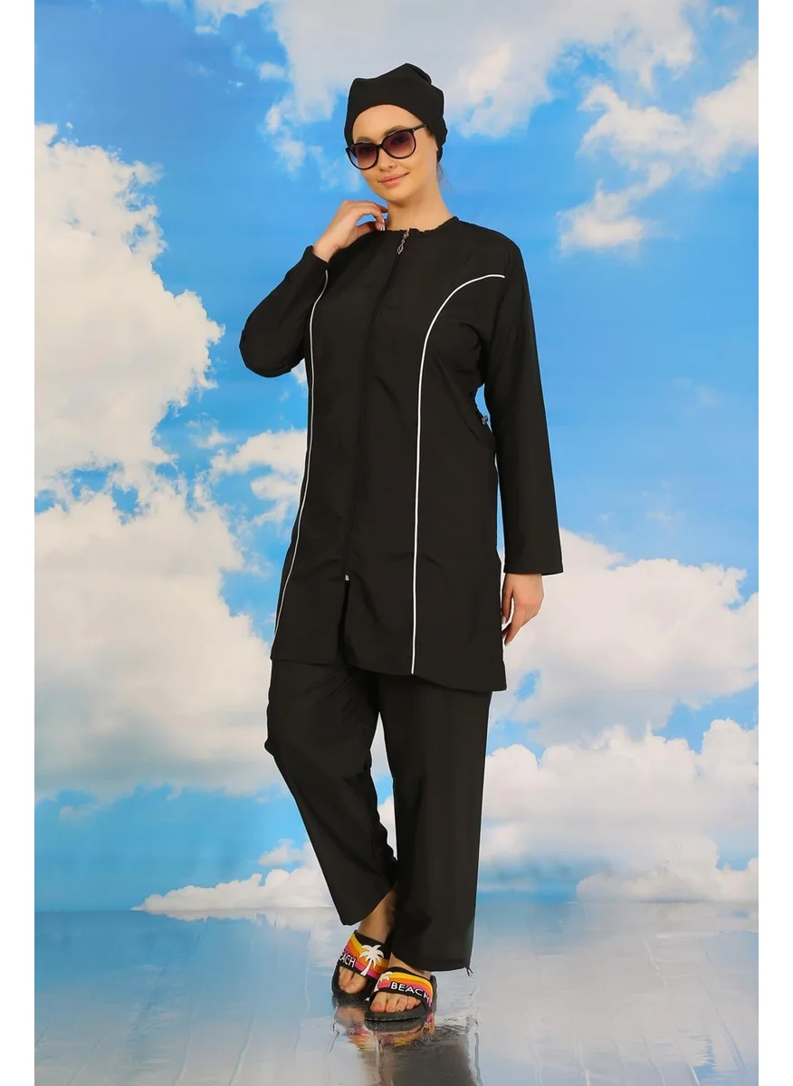 Akbeniz Women's Full Hijab Black Swimsuit 31060