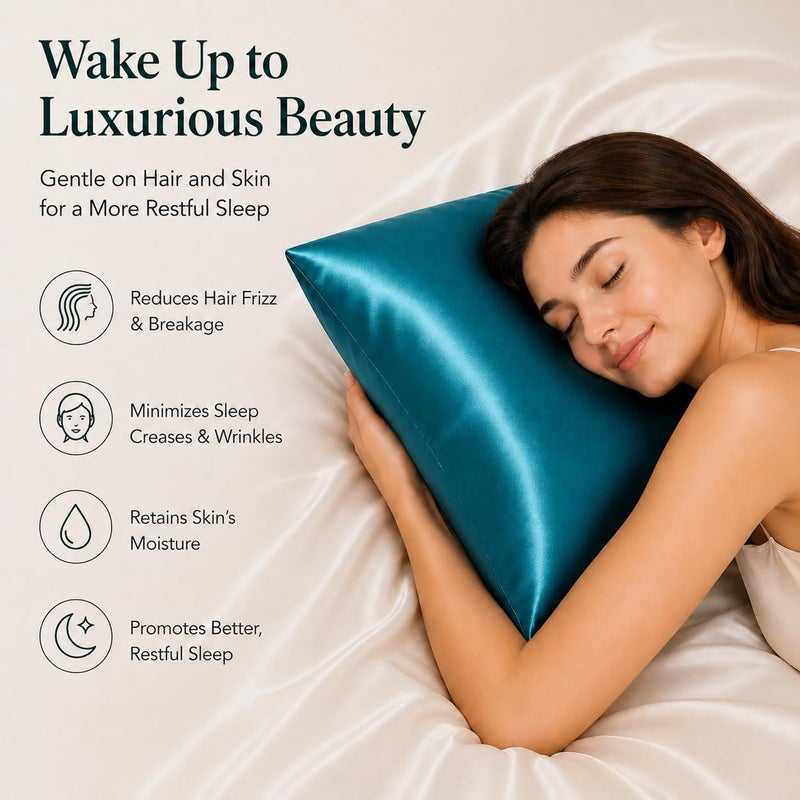 ROSEWARD 100% Silk Pillowcase Peacock, Certified 6A Grade 22 Momme Mulberry Silk Pillow Case for Women Hair and Skin Protection, Anti Face Wrinkle, 1 Pc 20"x26" (Standard, Peacock Blue) - Image 3