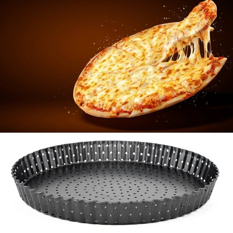 Non Stick Carbon Steel Pizza Pan - Detachable Frame & Plate, Beehive Design for Even Heating for Home Kitchen Pizza Baking - Image 3