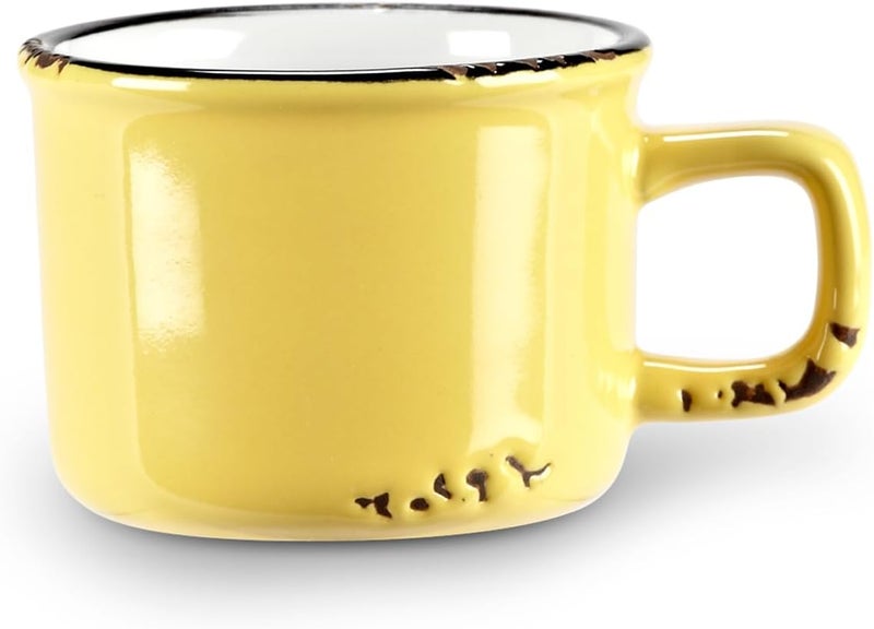 Abbott Collection Enamel Look Stoneware Espresso Cup Yellow - Image 1