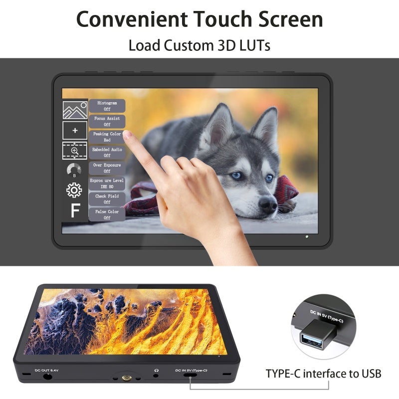 Field Monitor: 6 Inch 1920x1080 IPS Touch Panel - Accurate Color Reproduction 4K Camera Accessory for Video Production - Image 4