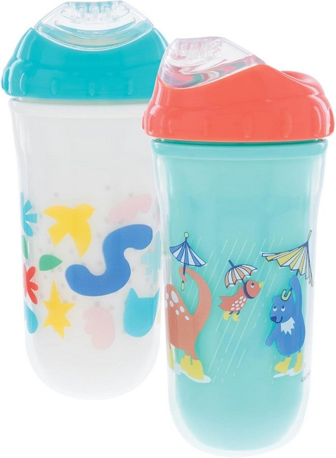 Nuby No Spill Insulated Transition Cup with Soft Rim Spout | 9 oz/ 270 ml | 2 pack: Aqua Animals & White Shapes or Blue Dinosaurs & Yellow Monsters | 18 months + - Image 5