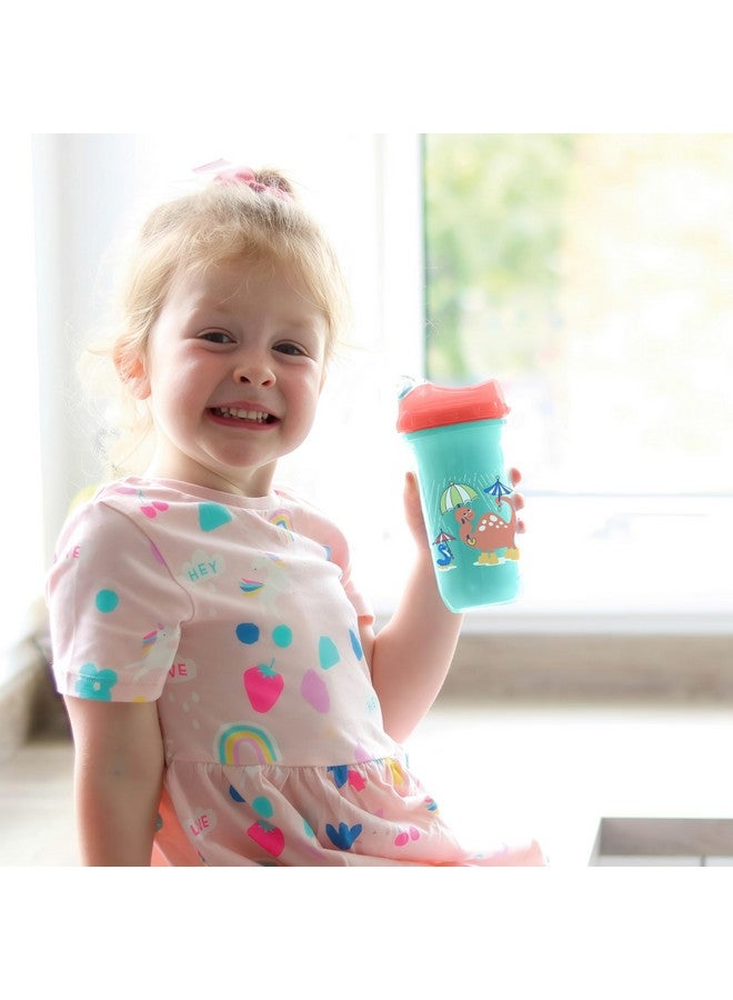 Nuby No Spill Insulated Transition Cup with Soft Rim Spout | 9 oz/ 270 ml | 2 pack: Aqua Animals & White Shapes or Blue Dinosaurs & Yellow Monsters | 18 months + - Image 2