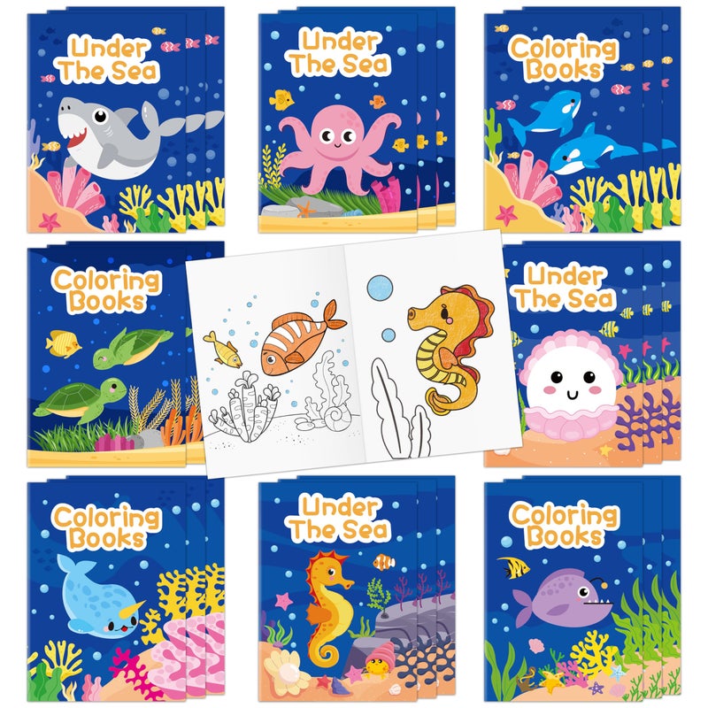 JAPBOR Ocean Animals Coloring Books 24PCS Under The Sea Mini Colouring Book Bulk for Party Favors Sea Animal Summer DIY Art Drawing Booklet Supplies Birthday Painting Game Goodie Bag Fillers - Image 2