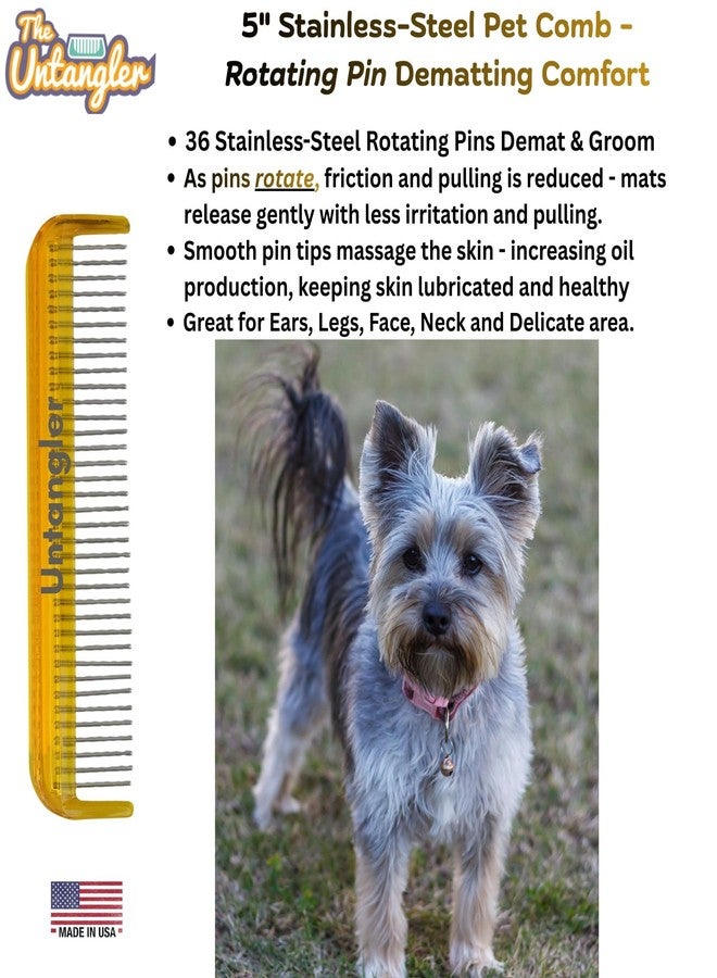 Untangler Pet Comb (5", Golden Amber) - Image 2