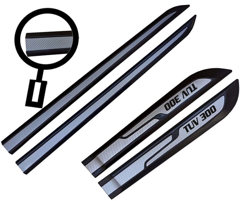 Auto E-Shopping Car Door Side Beading Moulding Silver Black Colour Compatible for Mahindra TUV 300 Set of 4 Pieces - Image 2