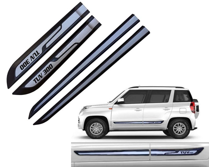 Auto E-Shopping Car Door Side Beading Moulding Silver Black Colour Compatible for Mahindra TUV 300 Set of 4 Pieces - Image 1