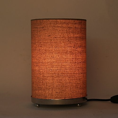 Craftter Textured Round Table Lamp for Home, Office- Brown Shade Metal Base Night Lamp- Decorative Desk Lamp for Bedroom, Kids Room, Bedside, 9X6 Inch, Pack of 1 - Image 1