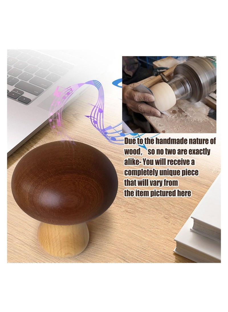 SYOSI Mushroom Wooden Carousel Rotating Music Box, Solid Wooden Mushroom Shape Clockwork Music Box, Vintage Durable Exquisite Decorative Rotation Crafts Gift for Boys Girls Adults Kids (Brown)  - Image 5