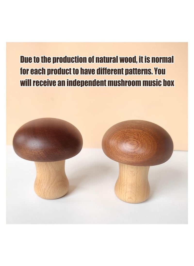 SYOSI Mushroom Wooden Carousel Rotating Music Box, Solid Wooden Mushroom Shape Clockwork Music Box, Vintage Durable Exquisite Decorative Rotation Crafts Gift for Boys Girls Adults Kids (Brown)  - Image 4
