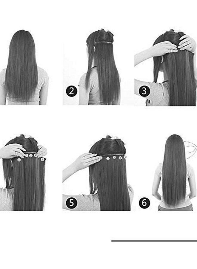 فوكس وصلة شعر صناعية مستقيمة ذات مشبك FOK 5 بلون أسود مع لمسات ذهبية - 24 بوصة - Image 3