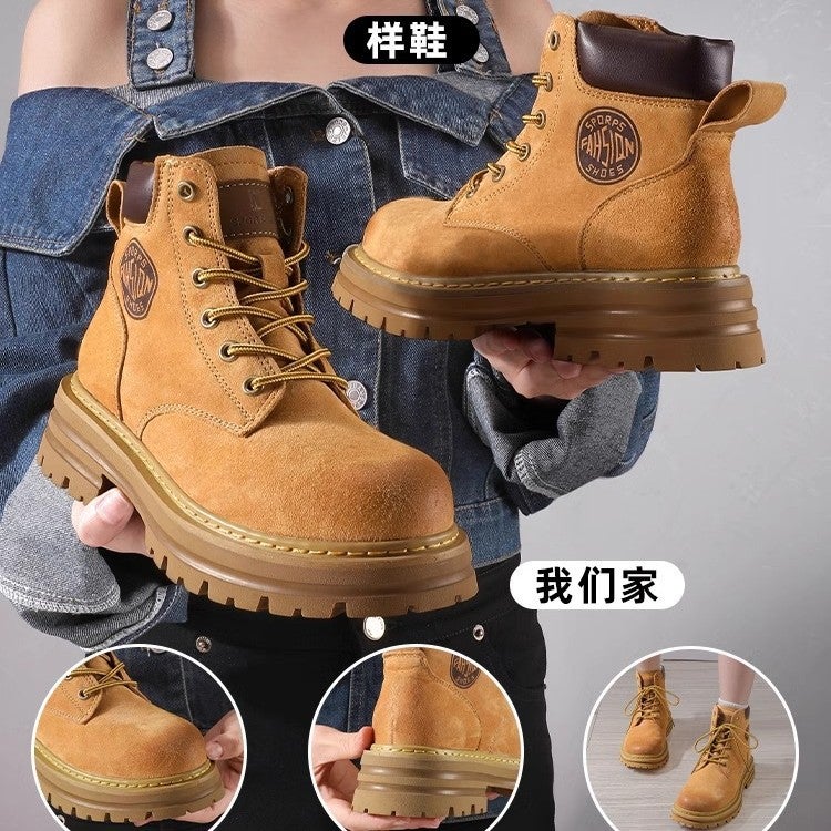 Akita Rhubarb Boots Genuine Leather British Style 2026 Boots Thick-Soled Outdoor Work Shoes For Men And Women - Image 3