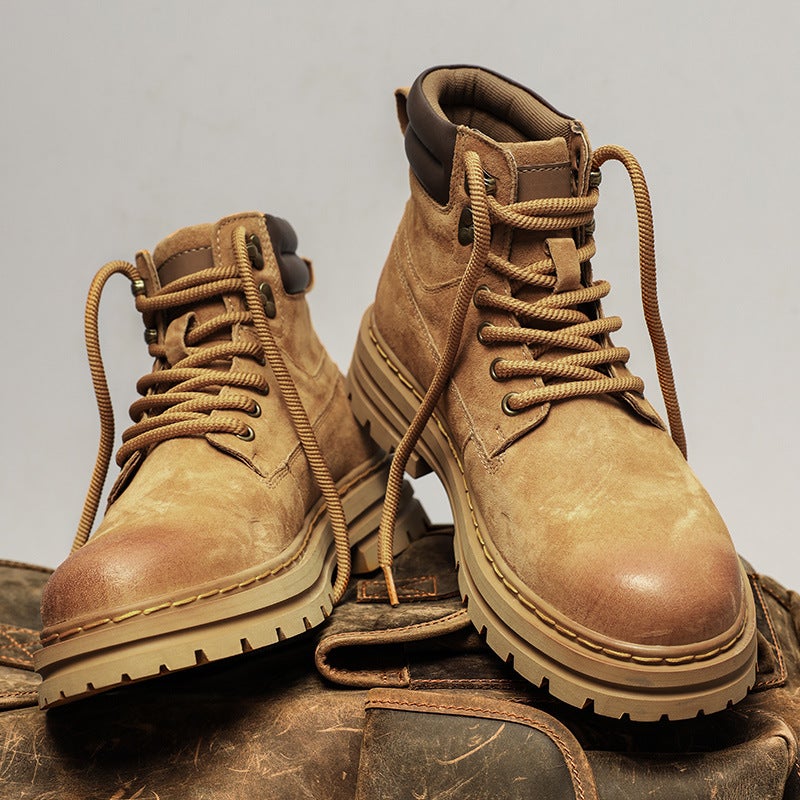Akita Rhubarb Boots Genuine Leather British Style 2026 Boots Thick-Soled Outdoor Work Shoes For Men And Women - Image 1