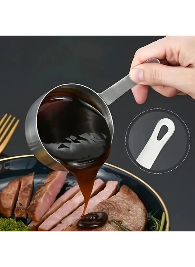 مجموعة 6 قطع من أواني الصلصة الفولاذ المقاوم للصدأ الفضي مع ملاعق ذهبية - Image 4