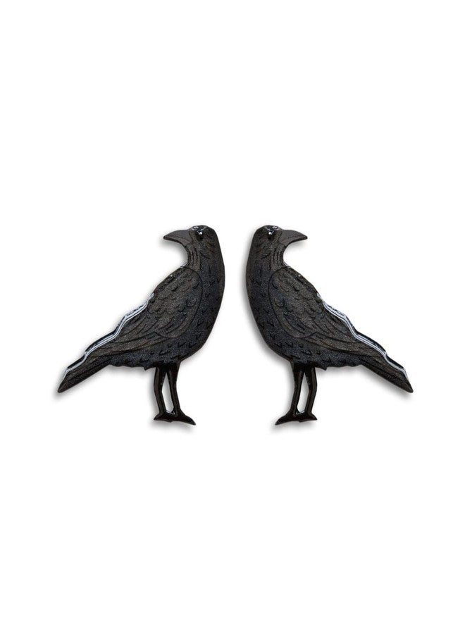 Genérico Black raven handmade bird crow stud Earrings for women stainless steel post - Image 1