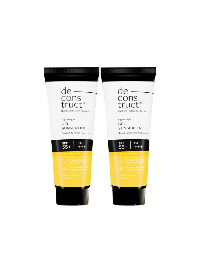 Deconstruct Face Gel Sunscreen Spf 50 + And Pa+++ | Gel Based Sunscreen For Oily, Combination, Acne Prone & Normal Skin| Broad Spectrum Sunscreen, No White Cast, Lightweight - 50G Each, Pack Of 2  - Image 1