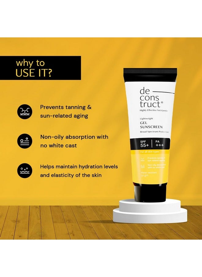 Deconstruct Face Gel Sunscreen Spf 50 + And Pa+++ | Gel Based Sunscreen For Oily, Combination, Acne Prone & Normal Skin| Broad Spectrum Sunscreen, No White Cast, Lightweight - 50G Each, Pack Of 2  - Image 2