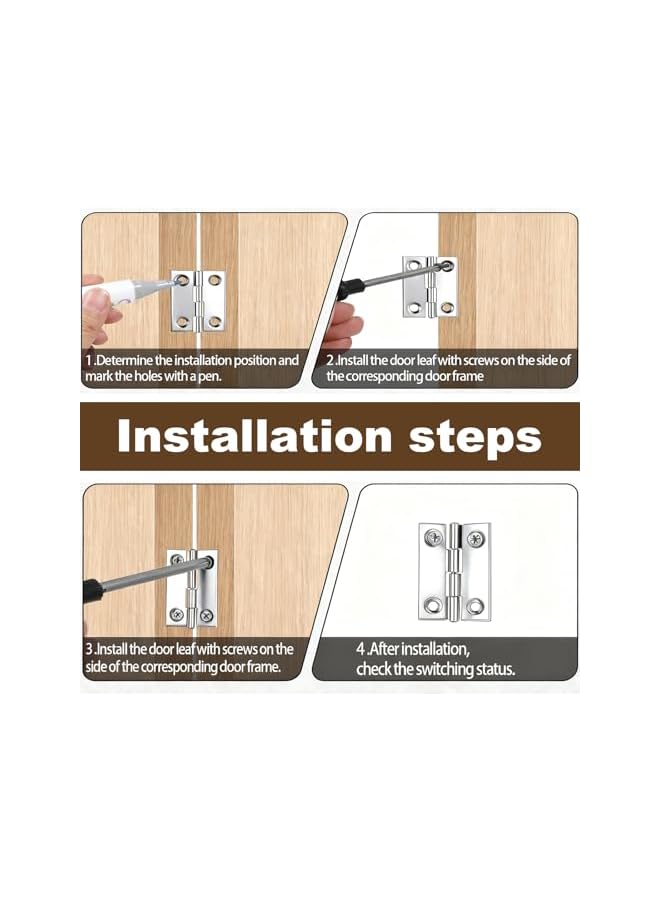 S-TOP Mini Hinges for Crafts, 100 Pack Small Metal Hinges with 400 Screws, 0.3 x 0.4 Inch Silver Tiny Hinge, 180 Degree Cabinet Hardware for Dollhouse, DIY Wood Jewelry Box Connector, Miniature Furniture - Image 4