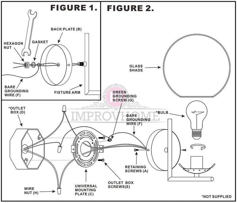 Improvhome Set of 2 Wall Sconce Lighting White Glass Globe 60 Watts Gold Wall Lamp MidCentury Modern Style Light Fixture for Bedroom Living Room - Image 3