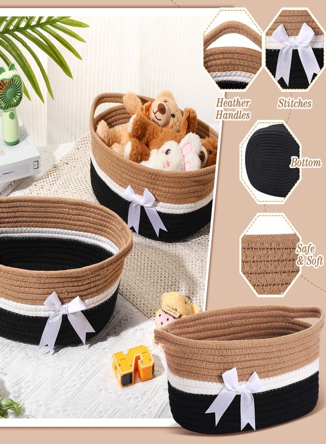 Colingmill 2 Pack Graduation Woven Gift Basket Empty with Ribbon Bow, 12''x8''x5'' Chest Box with Gift Bags Candy Baskets with Handle for Mother's Day Wedding Birthday Decor(Black, Khaki - Image 3