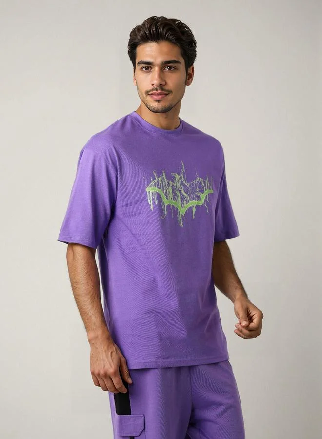 The Indian Garage Co  Men Purple Boxy Fit Graphic T-Shirt for Men | Best Price UAE