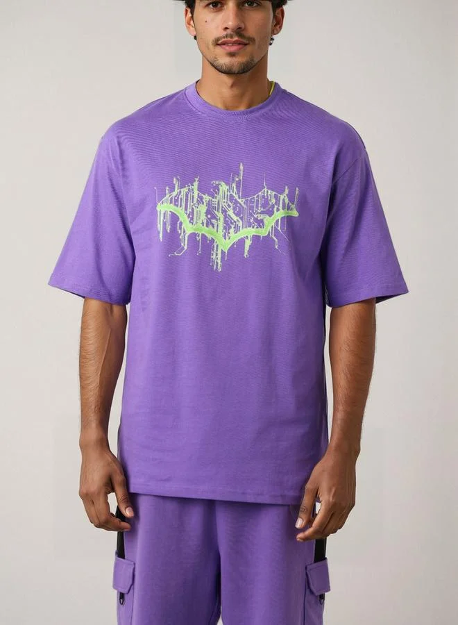 The Indian Garage Co  Men Purple Boxy Fit Graphic T-Shirt for Men | Best Price UAE