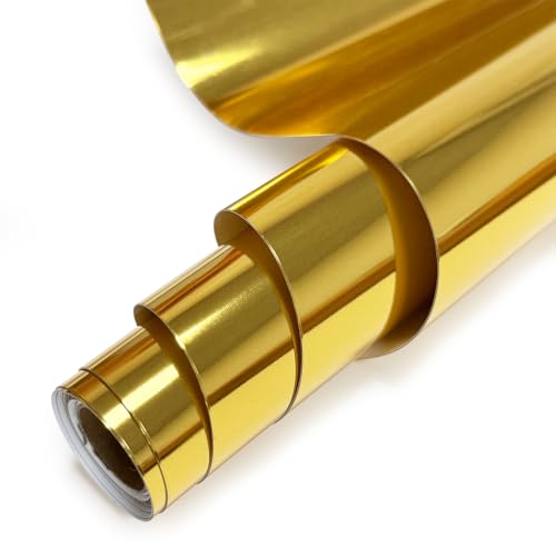 MerryMade Gold Heat Transfer Vinyl Roll 12 x6Ft Mirror Metallic Iron on Vinyl Soft Metallic Foil HTV for TShirt Chrome HTV Easy to Cut Weed for Heat Vinyl Design - Image 1