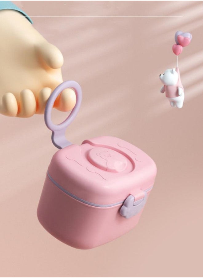 XiuWoo - Bear Baby Milk Powder Box Portable Snack Packing Storage Tank-Pink - Image 1