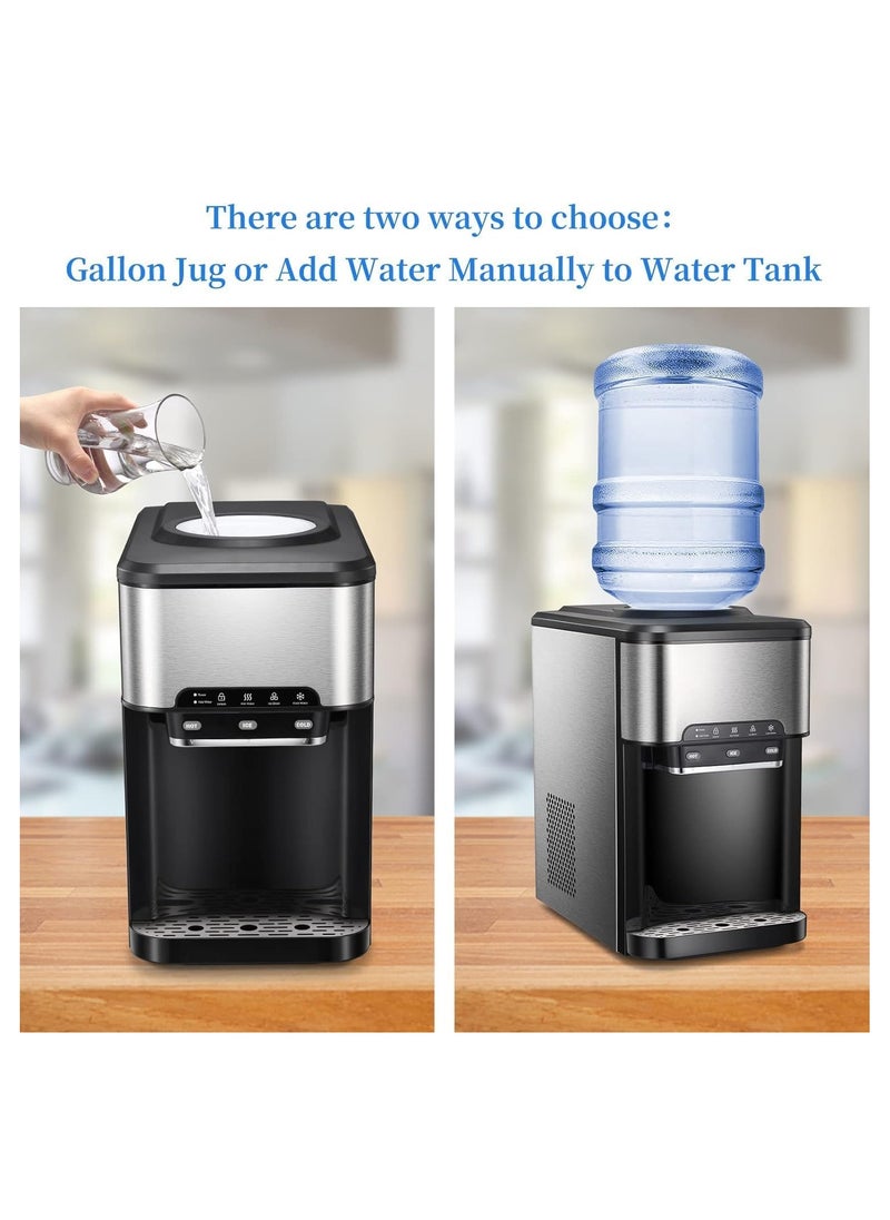 Cool Baby Water Dispenser Countertop  Cold & Hot Countertop Water Dispenser with Ice Maker 12 Cubes/8Mins Stainless Steel Construction  - Image 3