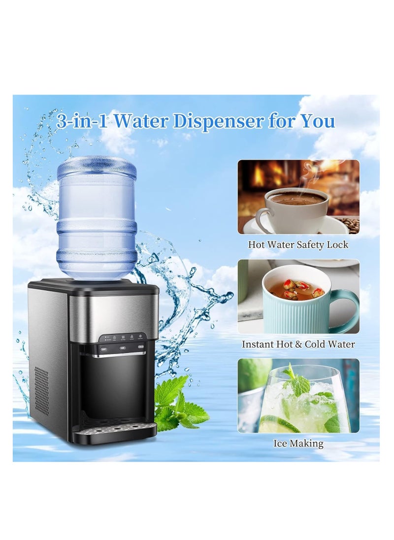 Cool Baby Water Dispenser Countertop  Cold & Hot Countertop Water Dispenser with Ice Maker 12 Cubes/8Mins Stainless Steel Construction  - Image 2