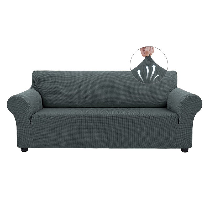 Asnomy Couch Covers for 3 Cushion Couch Stretch Sofa Covers Slipcovers Pet Protector Furniture Covers for Dogs Cats Spandex Jacquard Fabric Small Checks LargeGray