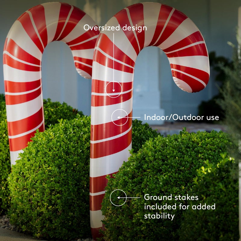 FUNBOY Oversized Inflatable Light-up Holiday Candy Canes with Remote-Control LED Lights (Set of 2) â€“ Christmas Decorations - Image 4