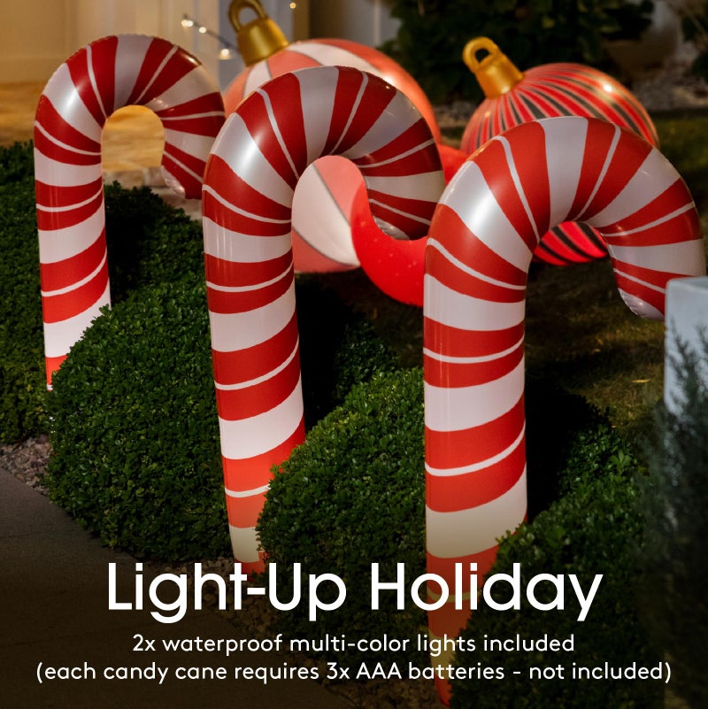 FUNBOY Oversized Inflatable Light-up Holiday Candy Canes with Remote-Control LED Lights (Set of 2) â€“ Christmas Decorations - Image 3