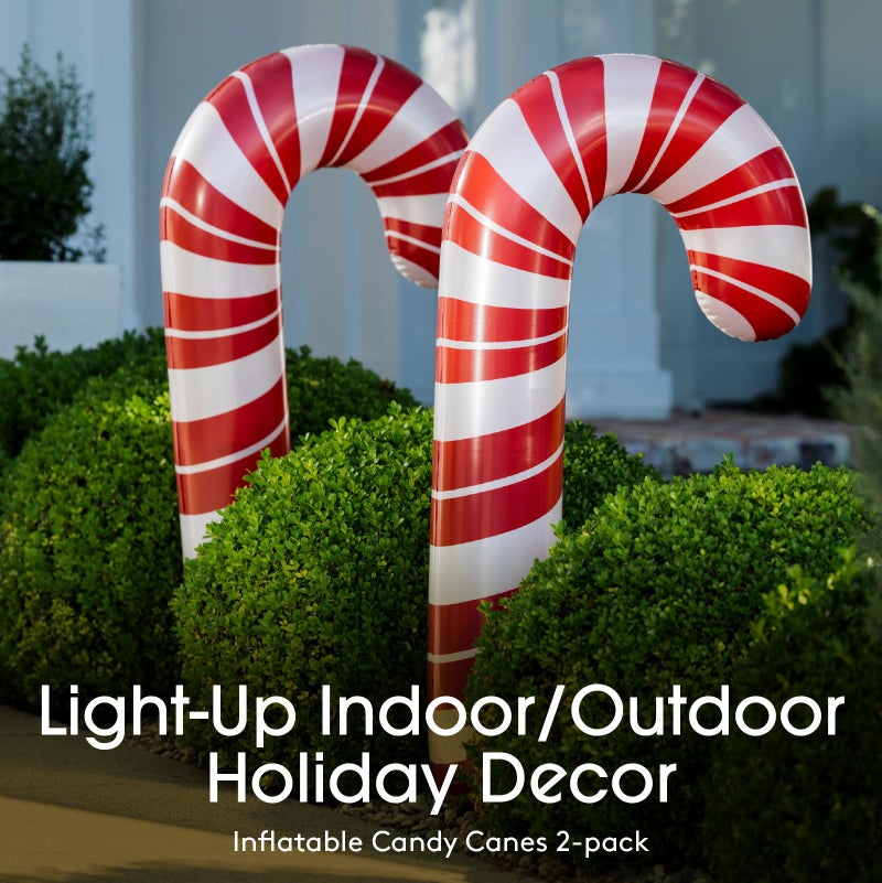 FUNBOY Oversized Inflatable Light-up Holiday Candy Canes with Remote-Control LED Lights (Set of 2) â€“ Christmas Decorations - Image 2