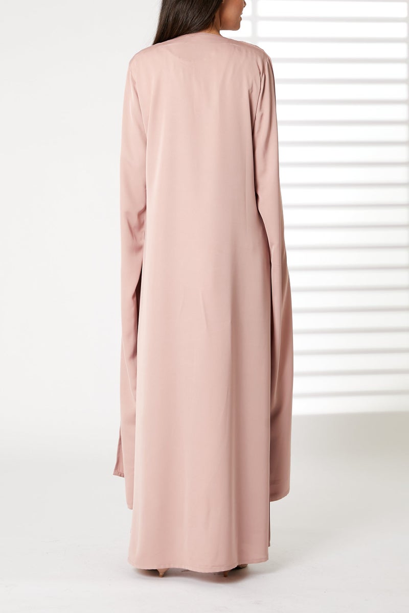 Moistreet Embroidered Round Neck Split Cuffs  Abaya - Image 3