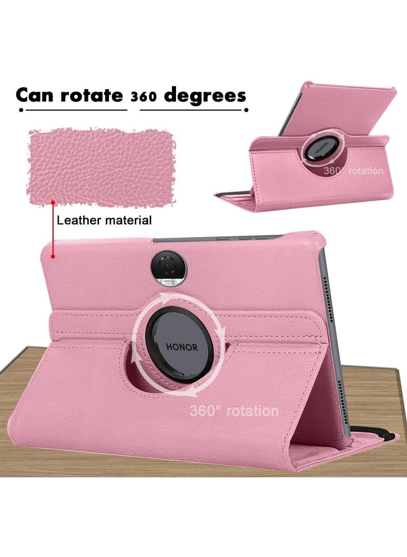 VKL - Case Compatible with Honor Pad 9 12.1 Inch Tablet, PU Leather Case 360° Rotatable Multi-Angle Protection Stand Protective Case for Honor Pad 9 (Pink) - Image 1