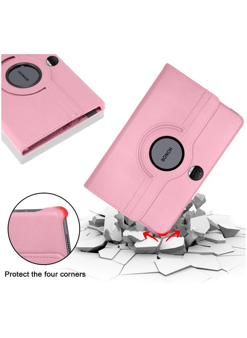 VKL - Case Compatible with Honor Pad 9 12.1 Inch Tablet, PU Leather Case 360° Rotatable Multi-Angle Protection Stand Protective Case for Honor Pad 9 (Pink) - Image 1