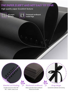HomarKet Scrapbook Photo Album With Black Page 12x8 Inch White Cover 40 Sheets 80 Pages With 6 Pcs Markers Paints Pens 2 Pack Stickers And Other Accessories For Diy White  - Image 3