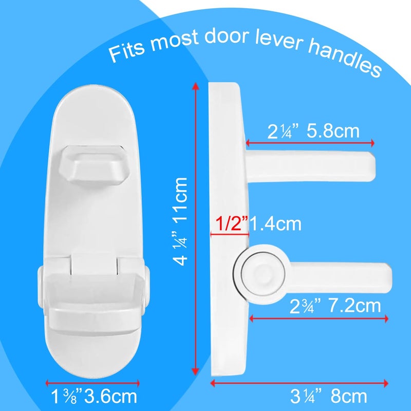 PENMAMA Childproof Door Lever Lock Baby safety locks for doors (2 Pack) Improved door safety for kids, 3M Adhesive No Drilling Child Safety Door Handle Lock. Simple Install, No Tools Needed (White, 2) - Image 3