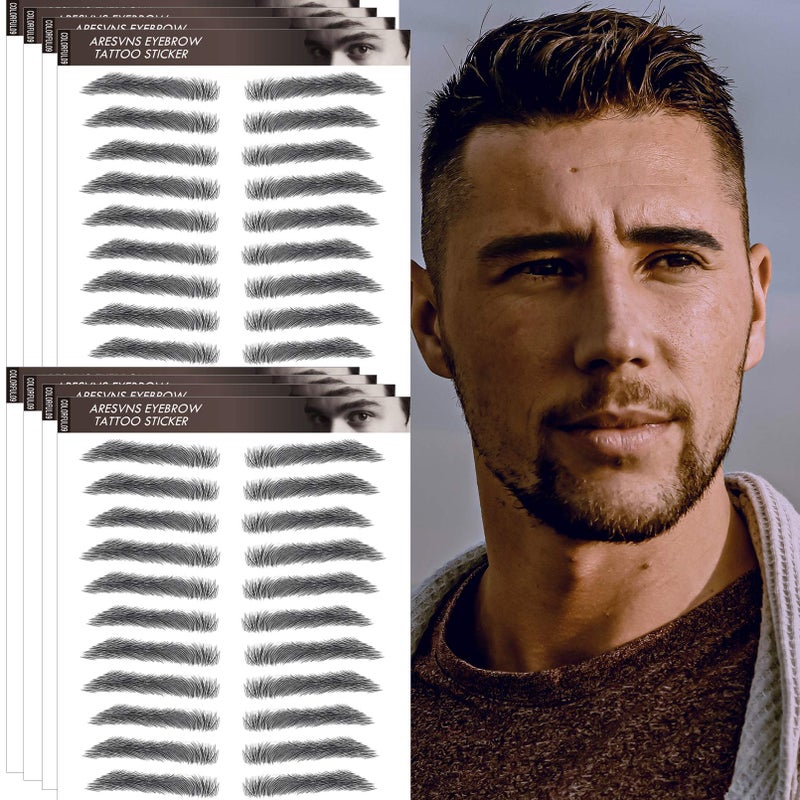 Aresvns Eyebrow Tattoo for Men!Realistic Fake Tattoo Eyebrows 88 Pairs Black,Popular 4D Imitation Eyebrows Transfer Stickers,Suitable Sizes Christmas Gift - Image 1